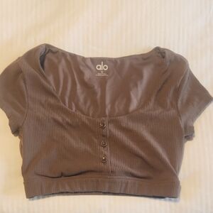 ALO Yoga Chocolate Ribbed Crop Top